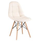 Cadeira estofada Eames Eiffel Botonê - Creme - Madeira clara