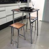 Conjunto De Mesa E 2 Bancos Cromado P/ Cozinha Pequena