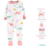 Macacão Bebê Menina Carter&#39;s Fleece Branco Dinossauro Coleção Nova Carters