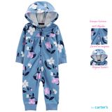 Macacão Carter&#39;s Bebê Menina Malha Com Touca Lilas Floral Coleção Nova Carters