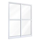 Porta de Correr Alumínio com vidro 1 Folha Móvel 1 Fixa Lucasa Ideale  215cmx160cmx8,7cm Branco