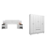 Conjunto Guarda Roupa Casal 6 Portas e Cabeceira com 2 Criados Mudos MadeiraMadeira 430547 Branco