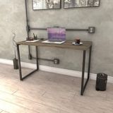 Mesa para Escritório Office Estilo Industrial 120cm Kuadra Compace Carvalho Dark