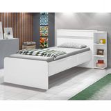 Cama Solteiro Jade com Baú 2 Gavetas J&A Móveis Branco