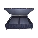 Base Box Casal com Baú 158cmx198cmx47cm Poliéster Quality-Flex Cinza