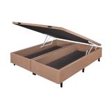 Base Box Casal com Baú 158cmx198cmx47cm Sued Quality-Flex Bege