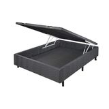 Base Box Casal com Baú 138cmx188cmx47cm Poliéster Quality-Flex Cinza