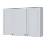 Armário Aéreo 3 Portas Clássico Americana Henn Branco Fosco