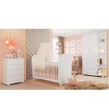 Quarto de Bebê Completo Algodão Doce com Guarda-Roupa 2 Portas, Cômoda e Berço Espresso Móveis