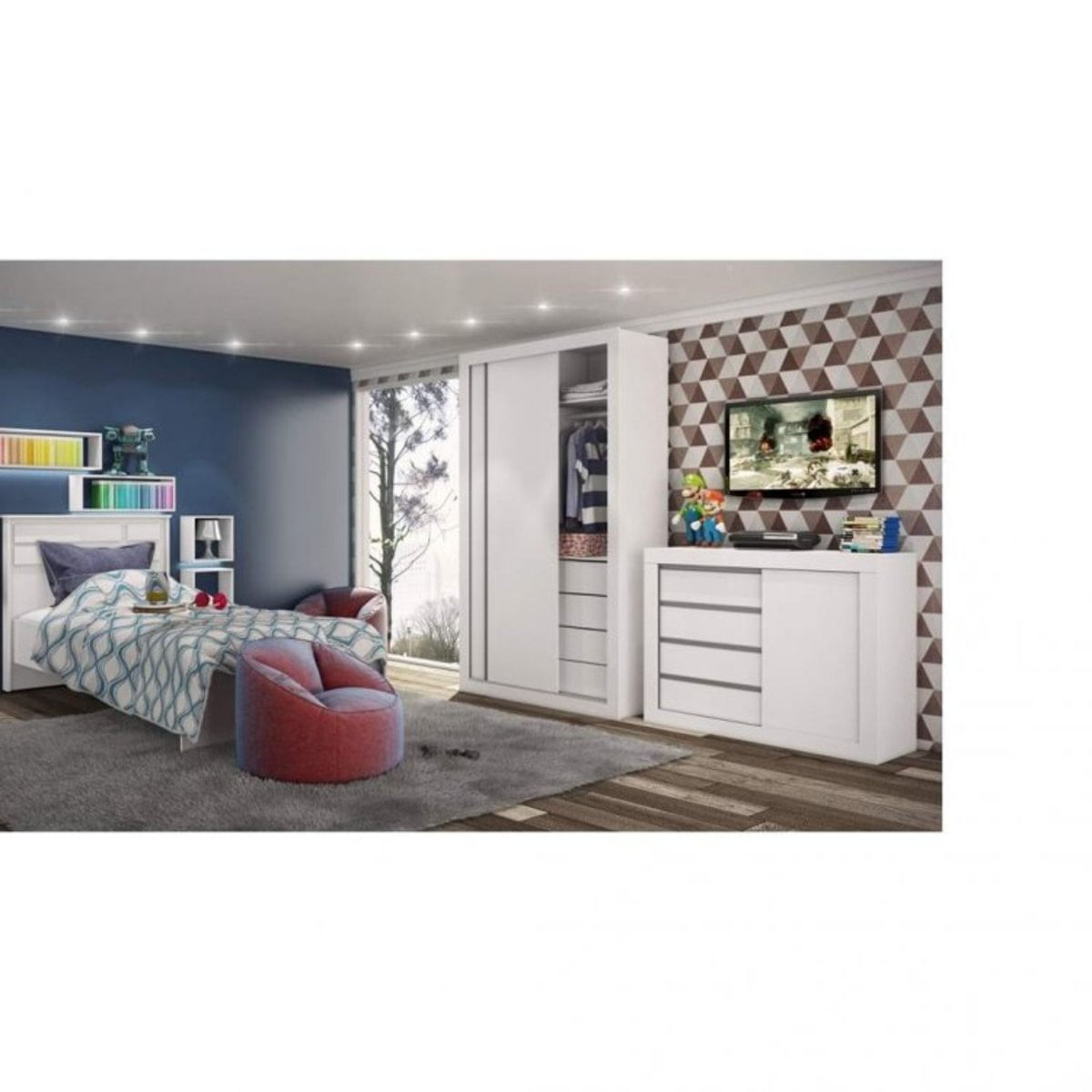 MP20278205_Quarto-de-Solteiro-Completo-Luiza-com-Guarda-Roupa-2-Portas-Comoda-e-Cama-Siena-Moveis-Branco_1_Zoom