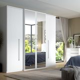 Guarda-Roupa Casal THB Splendore Plus Glass 4 Portas e 2 Gavetas com Espelho - Branco Sensitive