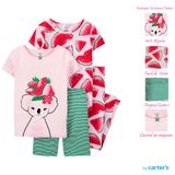 Pijama Menina Carter&#39;s 4 Peças Vermelho Coala Coleção Nova Carters