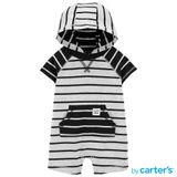 Romper Bebê Menino Carter&#39;s Com Capuz Listrado Preto Carters