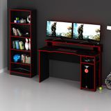 Conjunto Mesa E Armário Para Escritório Home Office Gamer Cool Mdp Preto/vermelho - Gran Belo