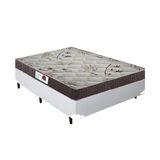 Cama Box King Colchão Espuma D45 Bordado + Box Sintético Branco Serra Negra 64x193x203