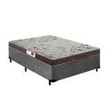 Cama Box King Colchão Espuma D45 Bordado + Box Suede Cinza Serra Negra 64x193x203