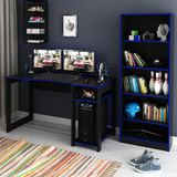 Conjunto Mesa E Armário Para Escritório Home Office Gamer Cool Mdp Preto/azul - Gran Belo