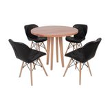 Kit Mesa Em Madeira 90cm E 4 Cadeiras Slim Preto