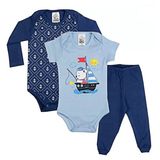 Trio Bebê Menino Body E Calça Ursinho Marinheiro Azul