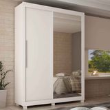 Guarda-Roupa Solteiro 2 Portas com 1 Porta Espelho Royale Branco Acetinado - Gelius