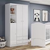 Guarda Roupa Roupeiro Quarto Infantil 3 Portas 3 Prateleiras 2 Nichos Mdf Branco Rosa Bebê Flex