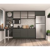 Cozinha Completa Bartira Linea 6 Portas, 3 Gavetas, Portas de Vidro e Nicho