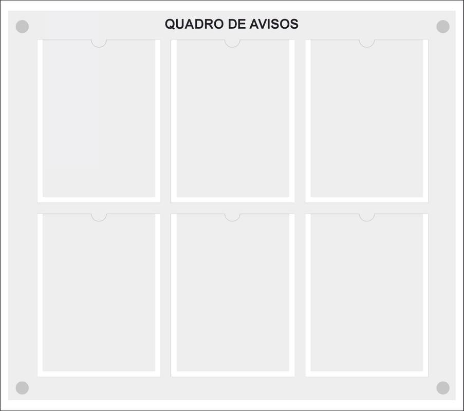 Quadro De Aviso Gestão Com 6 Displays A4 De Acrílico Branco