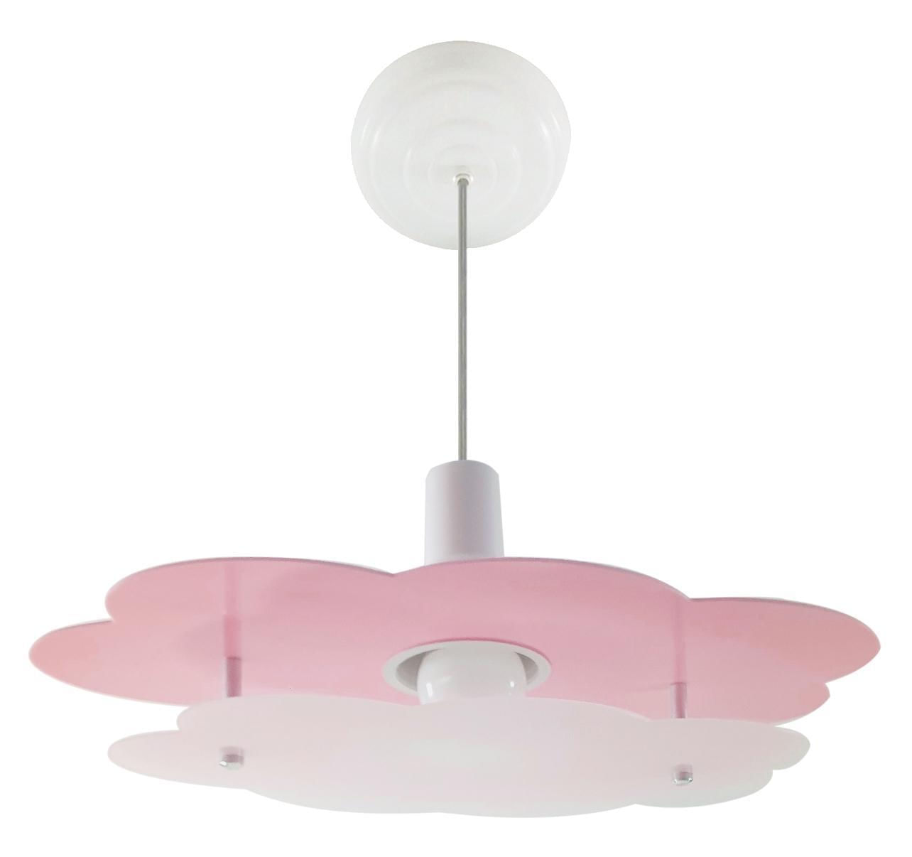 Luminária Pendente Nuvem Rosa Infantil Teto Quarto Menina(o)