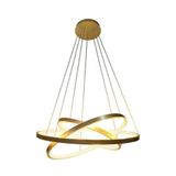 Lustre Led Moderno Pendente Anéis Led 89w 3 Arcos Dourado