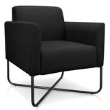 Poltrona Decorativa Base Industrial X Preta Maressa S07 Suede Preto - Ibiza