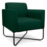 Poltrona Decorativa Base Industrial X Preta Maressa S23 Suede Verde - Ibiza