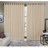 Cortina Tecido Rustico 4,00m X 2,30m Semi Blackout Areia