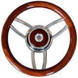 Volante Em Inox E Madeira 350mm Com 6 Raios T26lmo Mahogany