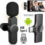 Microfone Sem Fio De Lapela Para Celular Android Universal Usb Tipo C Profissional Gravação De Vídeo A Distância Live