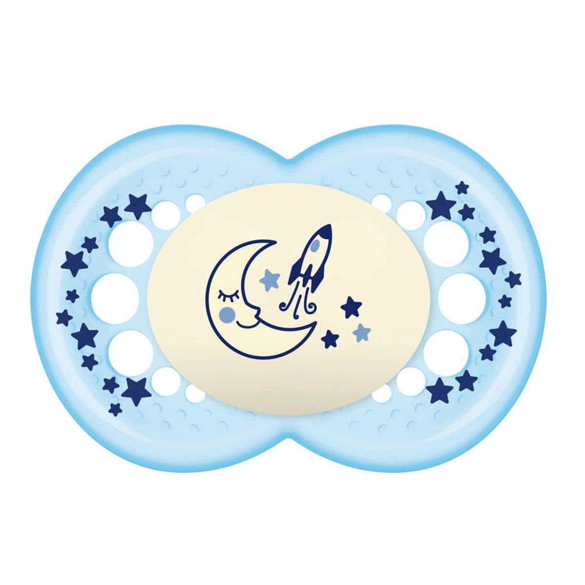 Chupeta - Original Night - Bico de Silicone SkinSoft - +6 Meses - Lua - Azul - MAM