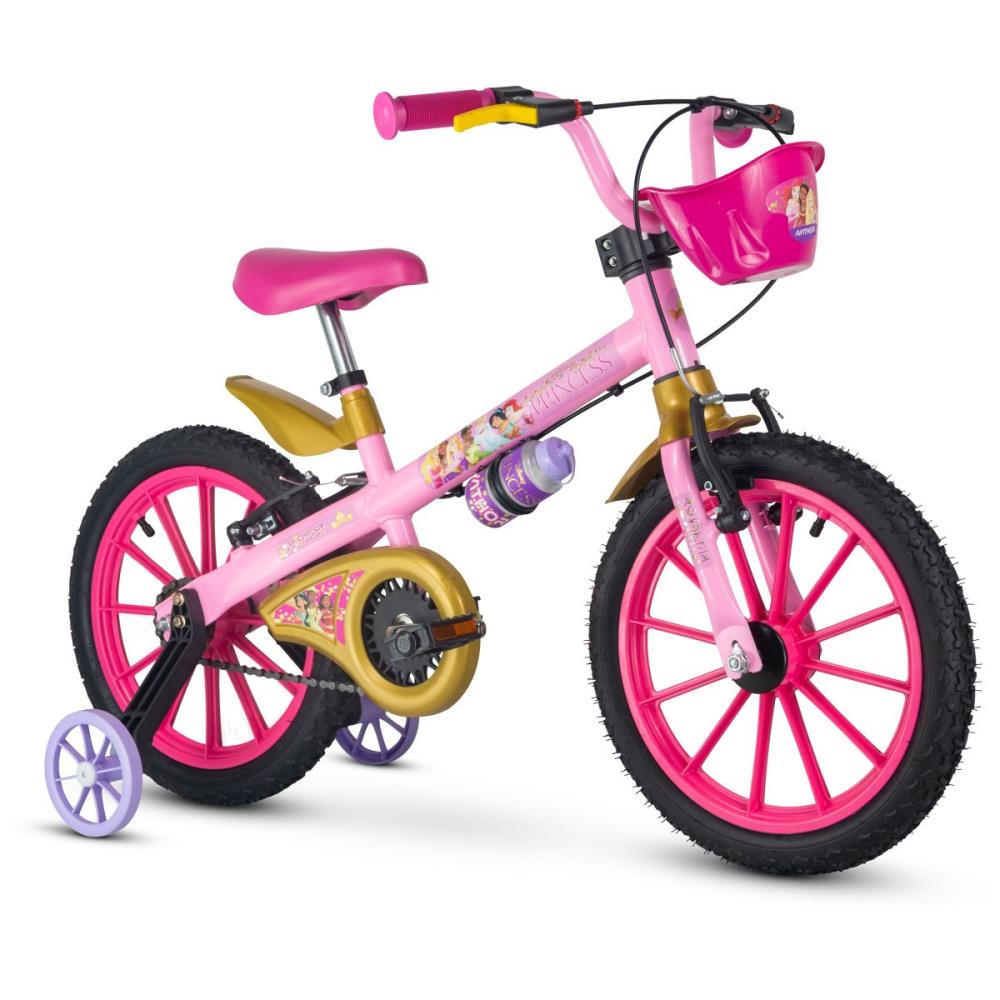 Bicicleta Infantil Com Rodinhas Aro 16 Princesas Disney Nathor