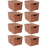 Kit 8 Caixas Organizadoras Rattan Marrom 40 Litros Com Tampa 25602 Arqplast