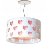 Lustre Infantil Pendente Corações Com Cristais  Rosa 30x16