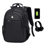 Mochila Notebook Entrada Usb E Fone Masculina Feminina Preto