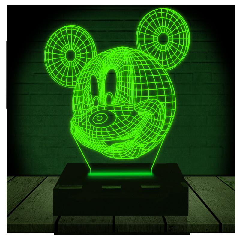 Luminária Led 3d Mickey Abajur - Verde