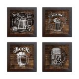 Quadro Decorativo Com Moldura Cerveja Artístico - Kit De 4