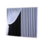 Cortina Preta Com Voil Veda 95% Luz Blackout Lançamento 4 M Com Ilhós Cromado Para Quarto Sala Escritório