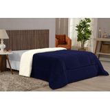 Edredom De Sherpa Casal Queen Azul Escuro Inverno Frio
