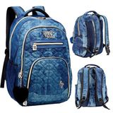 Mochila Escolar Feminina Jeans Notebook Vkg Vozz M3991