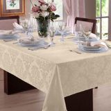 Toalha Mesa Quadrada Jacquard Pérola 2,80x2,80 Festa Buffet