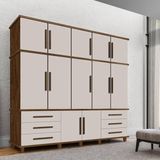 Guarda Roupa Casal Triplex 12 Portas 6 gavetas 100% MDF Londres Malbec Off White