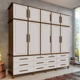 Guarda Roupa Casal Triplex 10 portas 12 gavetas 100% MDF Berlim Malbec Off White