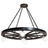 Luminária Pendente Rustica Lustre Roda De Carroça