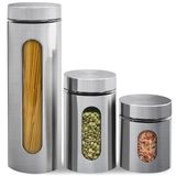 Conjunto De Potes Para Mantimentos Em Inox Cozinha