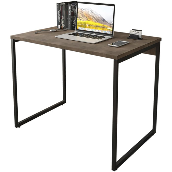 Mesa Para Escritorio Estilo Industrial 90x75 Cm 133160 Castanho Mobel